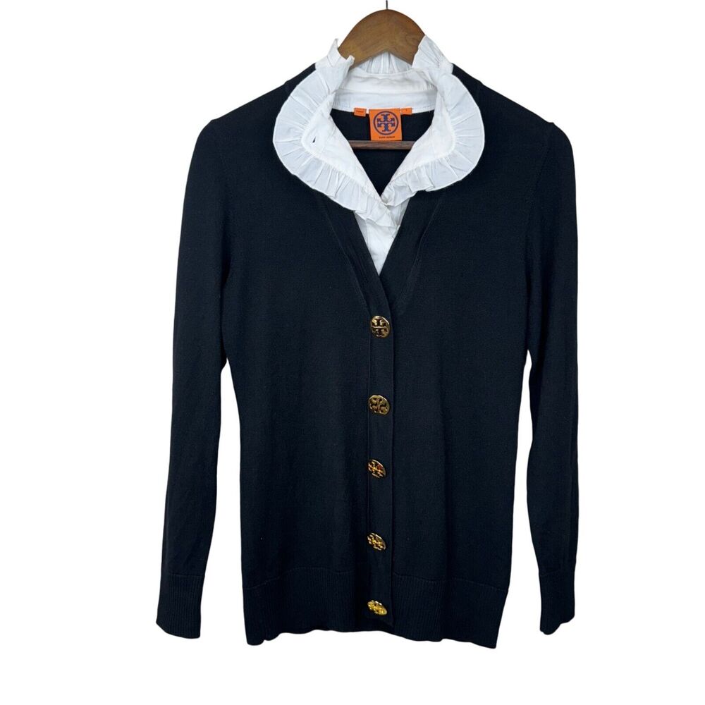 Tory Burch Black Cardigan with Gold Buttons